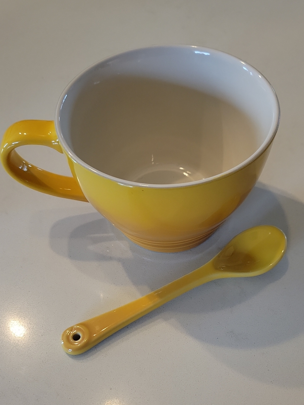 NWOT Le Creusret Retired Nectar Yellow Cappucino Mug & Cafe Spoon